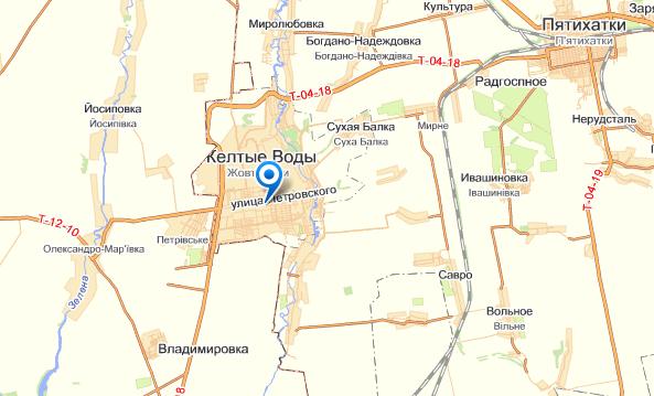 Желтые Воды на карте